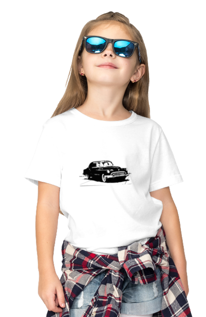 Футболка дитяча з принтом "Авто.6". Авто, графіка, малюнок, ретро авто, чорно-білий. CustomPrint.market