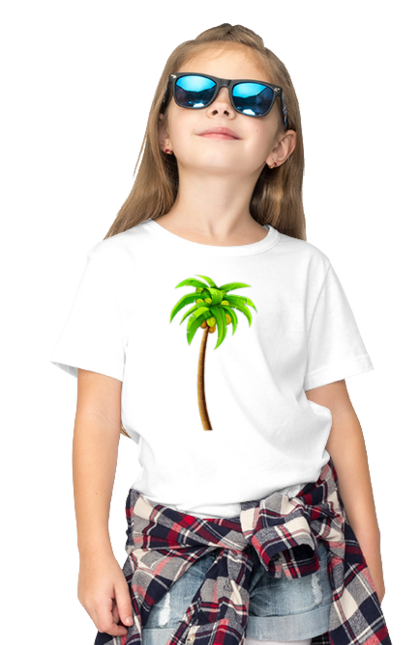 Футболка дитяча з принтом "Пальма". Дерево, кокос, мальдіви, пальма, пляж. futbolka.stylus.ua