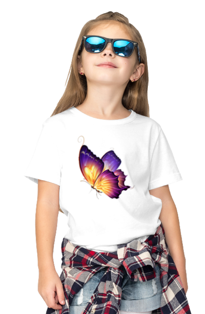 Футболка дитяча з принтом "Фіолетовий метелик". Метелик, фіолетова метелик. CustomPrint.market