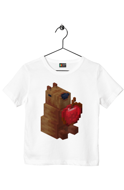 Футболка дитяча з принтом "Майнкрафт | Капібара". Capybara, capycraft, minecraft, игри, игры, капибара, капибара майнкрафт, капібара, майнкрафт. ART принт на футболках
