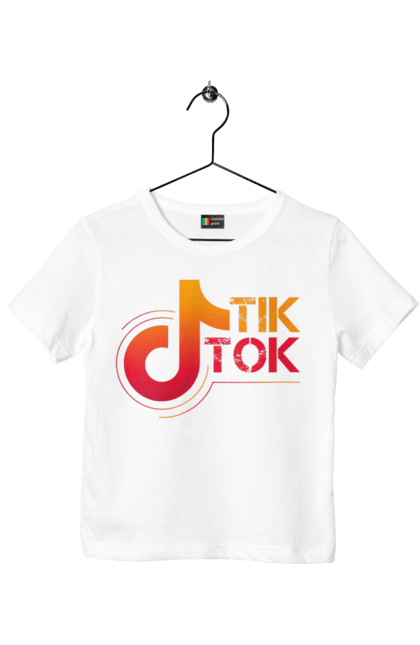 Футболка дитяча з принтом "Тік ток". Tik tok, бренд, логотип тік ток, тик ток, типографіка. ART принт на футболках