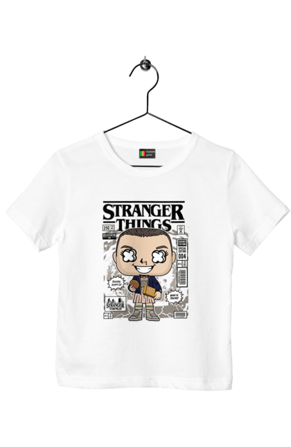 Футболка дитяча з принтом "Eleven With Eggos Stranger Things". Незнайомець, незнайомі речі, одинадцять, одинадцять з яйцями, речі, яйця. Funkotee
