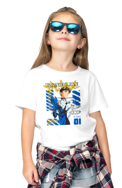 Футболка дитяча з принтом "Evangelion". Аніме, єва, євангеліон, манга, нерв. Funkotee