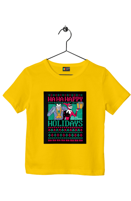 Футболка дитяча з принтом "Новорічний Джокер та Квін". 2022, happy new year, весело, гумор, дід мороз, з новим роком, лол, мем, нг, новий 2022 рік, новий рік, новий рік 2022, новий рік подарунки, новорічна ялинка, новорічний настрій, новорічні подарунки, новорічні свята, подарунки, подарунки новий рік, подарунок, подарунок новий рік, прикол, різдво, свята, свято, скоро новий рік, сміх, смішно, старий новий рік, сувеніри, чудеса трапляються, ялинка. CustomPrint.market