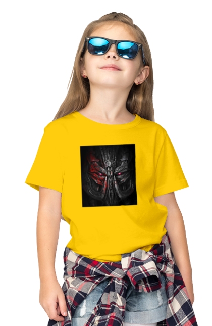 Футболка дитяча з принтом "Desepticon". Взгляд, кино, красний, настроение, черний. CustomPrint.market