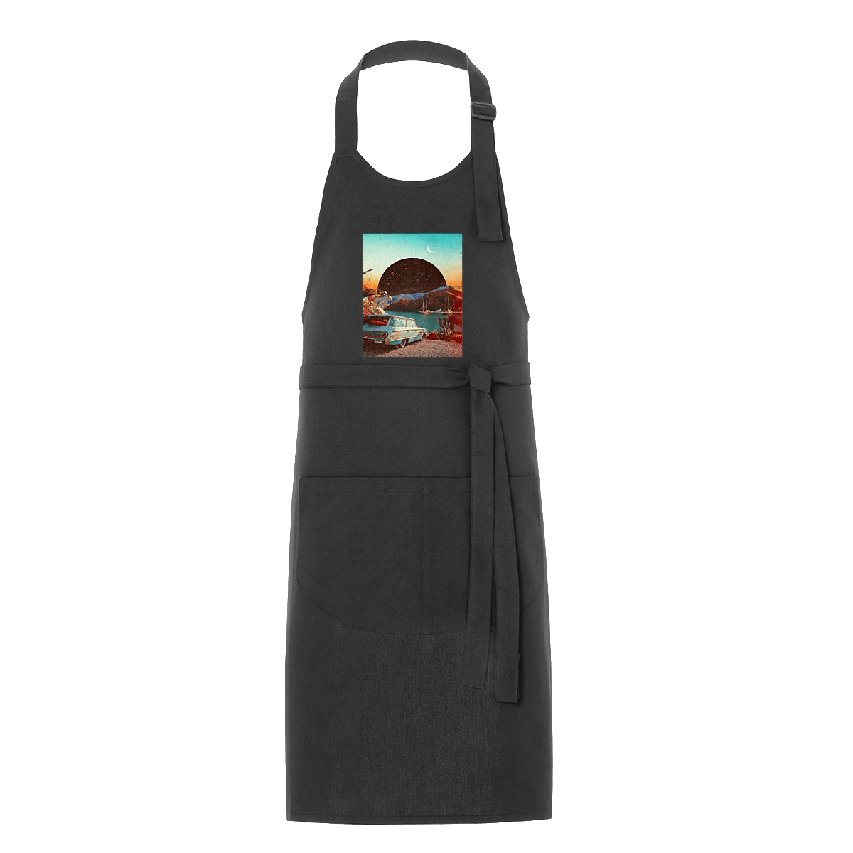 Картина, машина біля річки