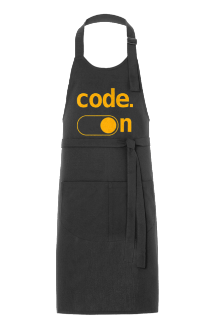 Фартух з принтом "Код увімкнено". Айті, айтішник, для айтішника, для програміста, код увімкнено, подарунок айтішнику, подарунок програмісту, програміст, розробник. 2070702
