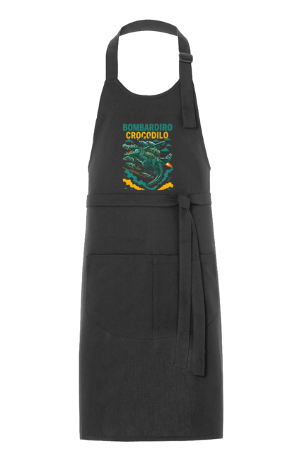 Фартух з принтом "Bombardino Crocodilo". Bombardino, bombardino crocodilo, crocodilo, бомбардіно крокоділо, крокодил, крокодил літак, крокодил мем, мем, мем бомбардине крокодило. 2070702