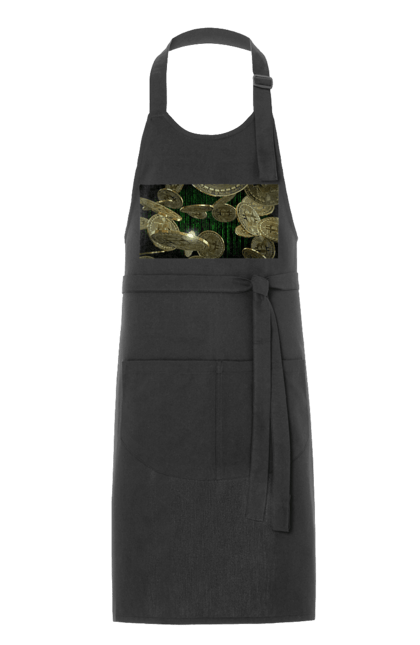 Фартух з принтом "Біткойн". Багатство, біткойн, валюта, гроші, криптовалюта, курс, майнінг, матриця, монета, розкіш, цифровий світ. 2070702