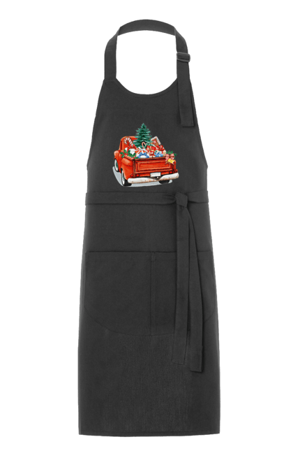 Фартух з принтом "Авто з подарунками". Автомобіль, новий рік, подарунки, різдво, санта, ялинка. 2070702