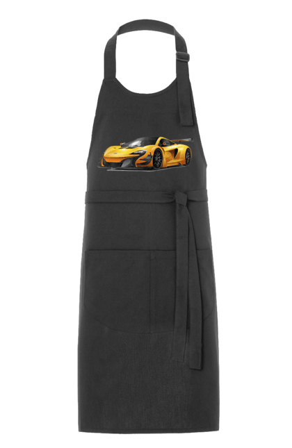 Фартух з принтом "Спорткар". Автомобіль, жовтий автомобіль, жовтий спорткар, спорт, спорткар. 2070702