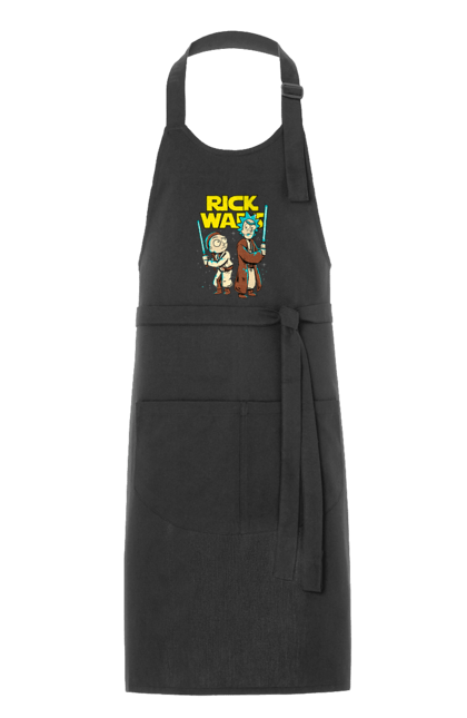 Apron with prints Rick and Morty. Adventures, black humor, cartoon, rick, rick and morty, sci-fi, star wars, tragicomedy. 2070702