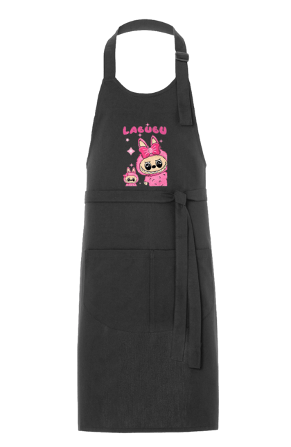 Фартух з принтом "Лабубу". Іграшка лабубу, лабубу, лабубу кока кола, мерч лабубу, мила, рожева лабубу, смішна лабубу. 2070702