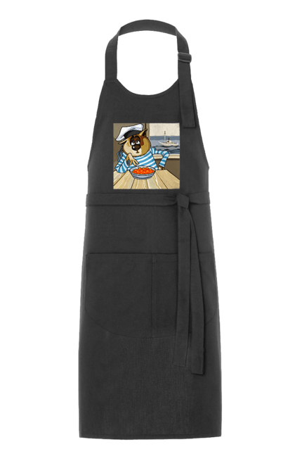 Фартух з принтом "Кот Моряк, На Кораблі Їсть Червону Ікру". Ікра, кіт, корабель, моряк. 2070702