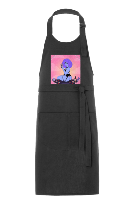 Фартух з принтом "Фіолетова Дівчина Фото У Дзеркалі". Білизна, дзеркало, фото. 2070702