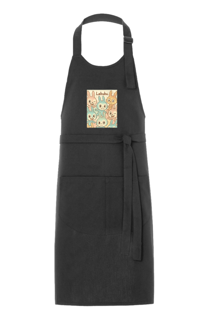 Фартух з принтом "Лабубу". Безтурботно, грайливо, дизайнперсонажу, каваї, лабубу, милі мистецтво, ніжні відтінки, пастельніквіти, стиль мультфільму, чарівно. 2070702