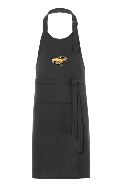 Фартух з принтом "Форд мустанг". Американська легенда, жовтий мустанг, культове авто, мустанг, потужне авто, форд мустанг, шелбі. 2070702