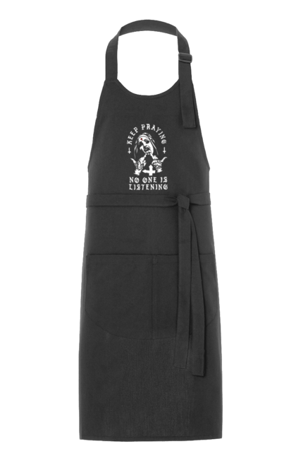 Фартух з принтом "Монашка фак". Крута, метал, модна, молодіжна, ніхто не слухає, продовжуй молитися, рок, стильна, фак, черниця. 2070702