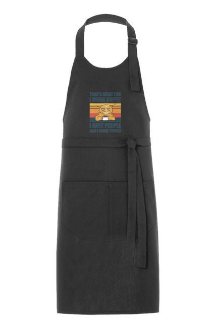 Фартух з принтом "Невдоволений кіт". Angular, c, css, html, it, javascript, jquery, php, python, react, svelt, vue, айтишник, айті, гумор, код, кодувати, прогер, програміст, програмісти, ти ж, ти ж програміст, тиж програміст. 2070702