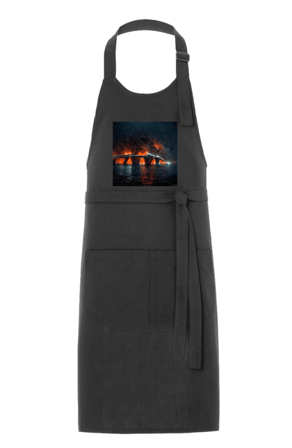 Фартух з принтом "Кримський мост горить". Армія росії, армія україни, годить, зсу, крим, мост, удар, удар зсу. 2070702