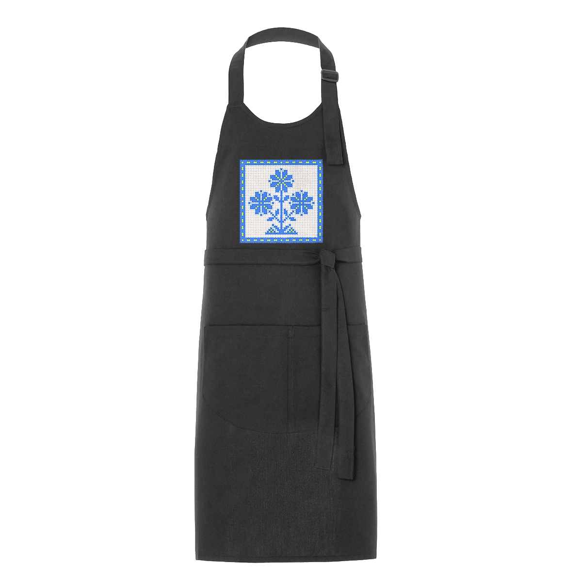 Yellow blue embroidery flowers