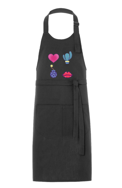 Фартух з принтом "Серце, Кактус, Бомба, Губи". Бомба, губи, кактус, серце. 2070702