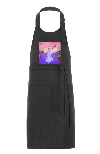 Фартух з принтом "Фіолетова Дівчина На Полюванні". Гола, дівчина, сачок. 2070702