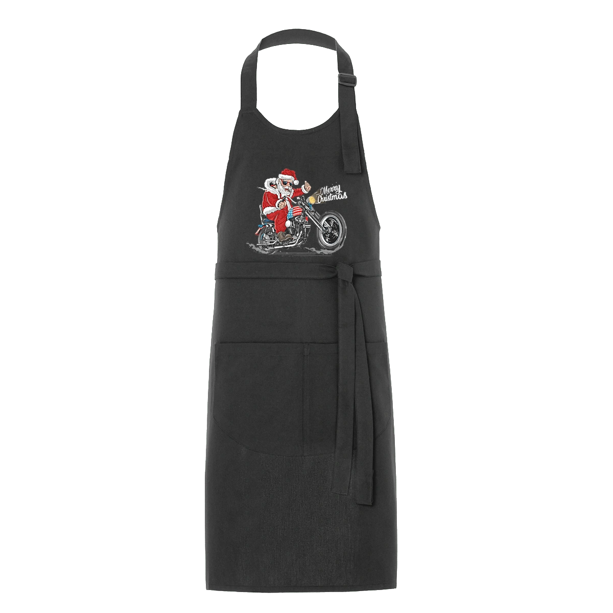 Санта в окулярах на мотоциклі