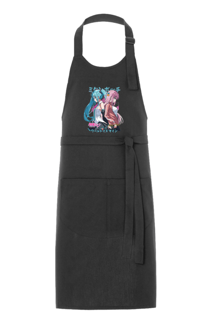 Apron with prints Hatsune Miku and Hitori Gotou. Anime, bocchi the rock, hatsune miku, hitori goto, hitori gotou, lonely rocker, miku, rocker, vocaloid. 2070702