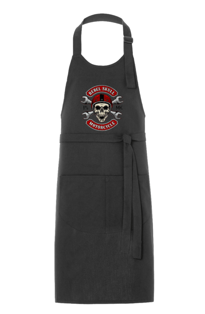 Фартух з принтом "череп мотолюбитель". Любитель, мотоцикл, череп, шолом. 2070702