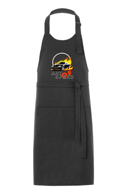 Фартух з принтом "Автомобіль у вогні". Авто, автомобіль у вогні, гонка, дрейф, спорт, спортивна машина, швидкість. 2070702