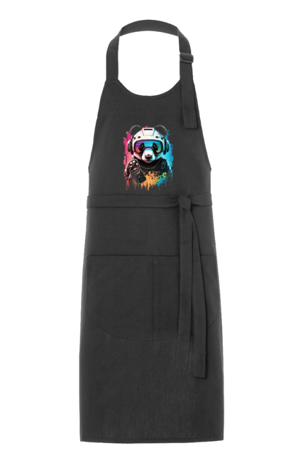 Фартух з принтом "Панда в VR шолом". Віртуальна реальність, гік, панда, персонаж, шолом. 2070702