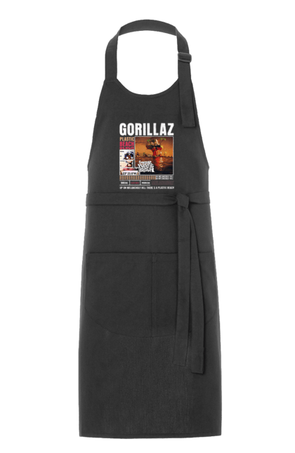 Apron with prints Gorillaz. Electronics, gorillaz, group, hip-hop, music, rock. 2070702