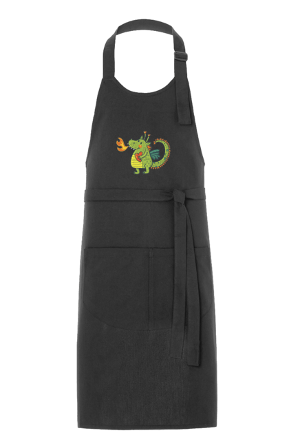 Apron with prints Dragon in love. Dragon, fire, green dragon, heart, hearts, love, new year, symbol 2024. 2070702