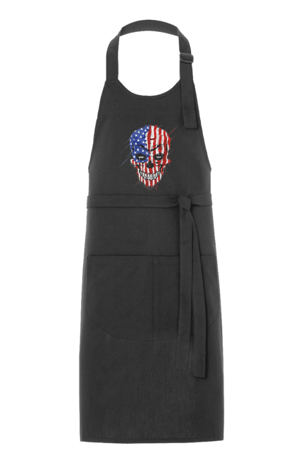 Apron with prints Skull with flag. Bones, eagle, flag, scull, smile, teeth, usa. 2070702