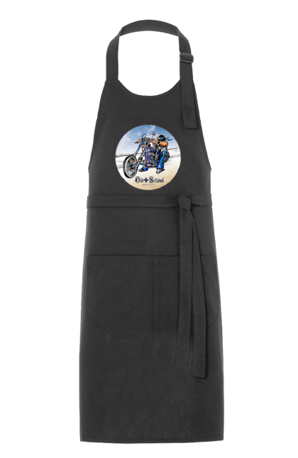 Apron with prints Old school. Auto moto, motorcycle, music band, old hardening, performers, rock band. 2070702