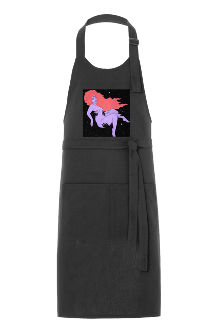 Фартух з принтом "Фіолетова Дівчина В Чорній Дирі". Дівчина, лапають. 2070702