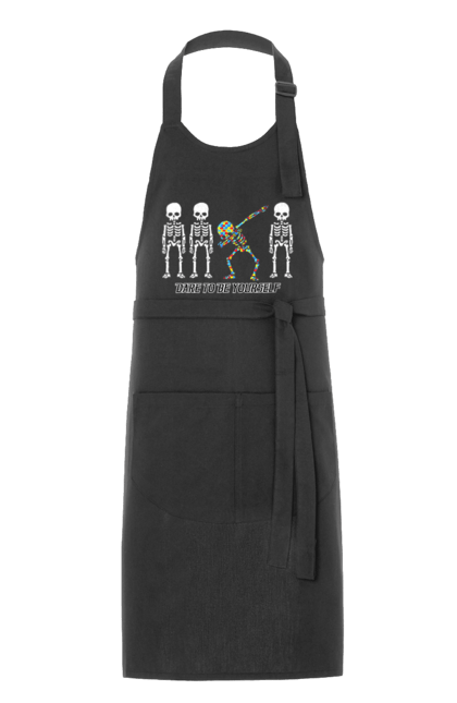 Apron with prints Dare to be yourself. Be yourself, creativity, dancing skeleton, individuality, personality, self-expression, skeleton. 2070702