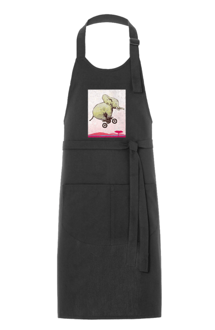 Фартух з принтом "Слон На Мотоциклі". Мотоцикл, політ, слон. 2070702