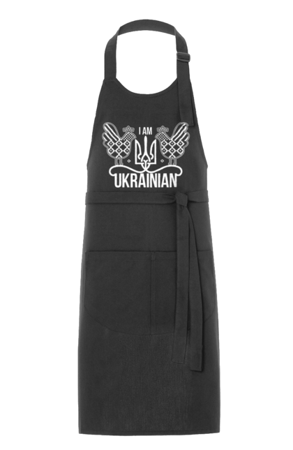 Фартух з принтом "Я українець". Вишиванка, з гербом, з гербом україни, з тризубом, патріотична, я українець, як у зеленського. 2070702