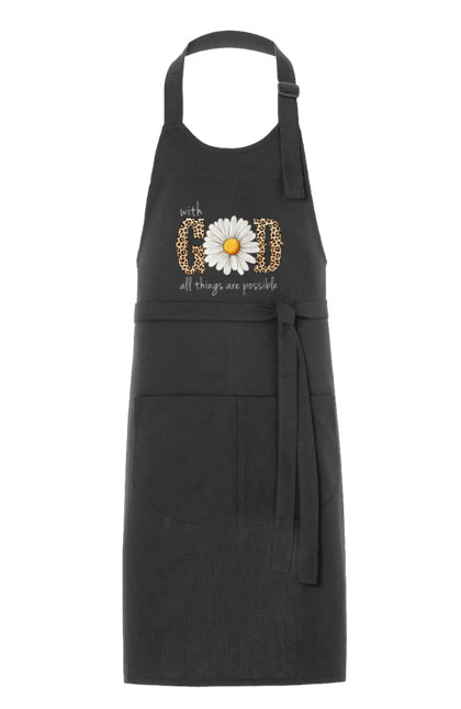 Apron with prints With God All Things Are Possible. Catholic, christian, christian faith, christianity, faith, god, inspirational, religious, sunflower. 2070702