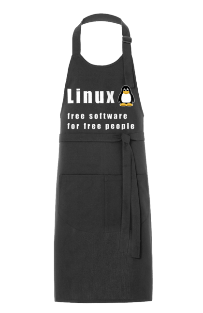 Фартух з принтом "Linux Вільний Для Вільних". Linux, адміністратор, айті, айтішник, безкоштовна, безкоштовно, білий, вільна, доступність, незалежність, операційна система, ос, пінгвін, програміст, програмне забезпечення, свобода, сервер, сисадмін, система, системний адміністратор, софт, текст. 2070702