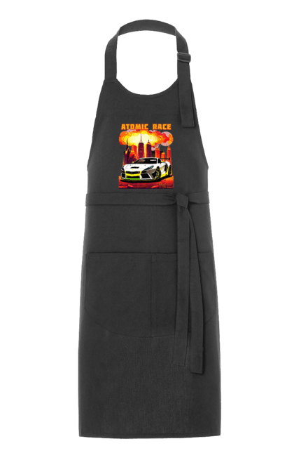 Фартух з принтом "Атомна гонка". Авто, автомобіль, атомні перегони, гонки, гоночні машини, спортивна машина, спорткар. 2070702