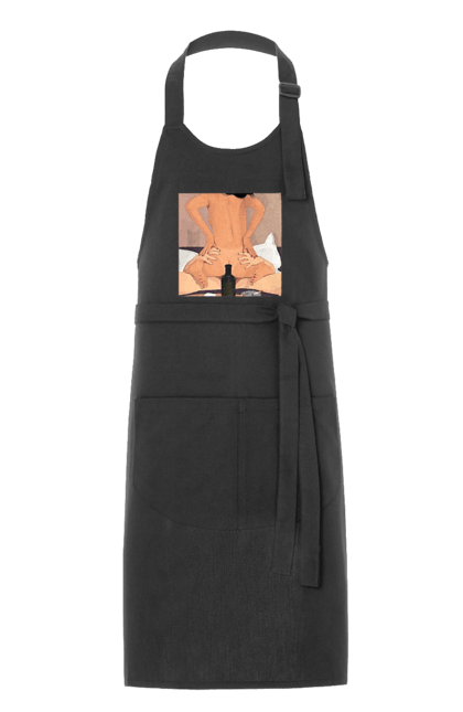 Фартух з принтом "Гола Дівчина, Пляшка І Сигарети". Гола, зверху. 2070702