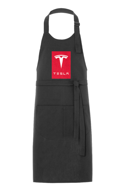 Фартух з принтом "Tesla". Авто, бренд, ілон маск, логотип, тесла. CustomPrint.market