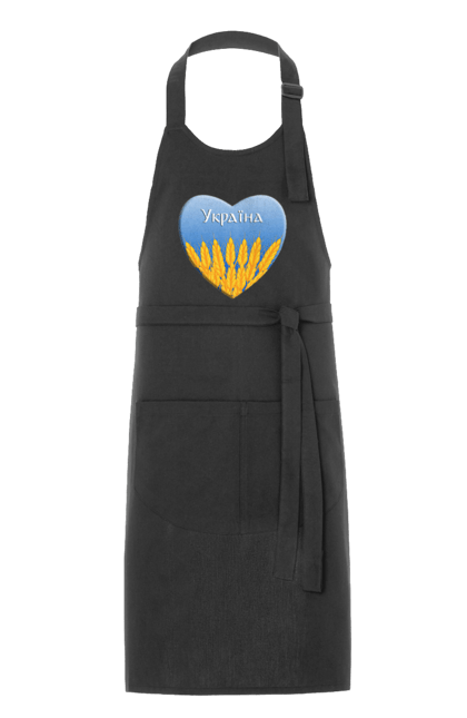 Фартух з принтом "Серце з колосками Україна". Воля, колоски, небо, перемога, прапор україни, пшениця, серце, символ україни, україна. 2070702