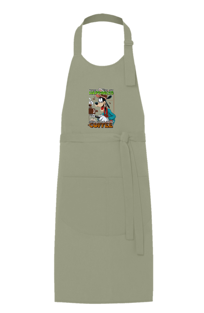 Apron with prints Goofy Coffee. Animated series, cartoon, coffee, cup, disney, dog, goofy. 2070702