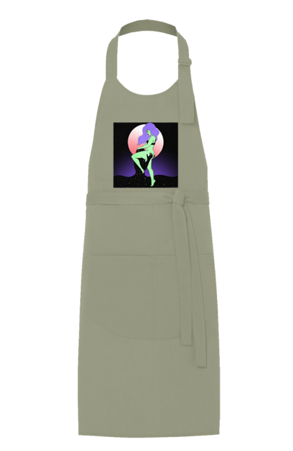 Фартух з принтом "Зелена Дівчина І Місяць". Інопланетянка, місяць. 2070702