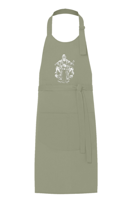 Фартух з принтом "Череп на мотоциклі". Байкер, мотоцикл, скелет, череп. 2070702