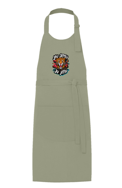 Apron with prints Jujutsu. Animal, japan, jiu jitsu, jujutsu, leopard, martial arts, ninja, samurai, sport. 2070702